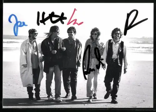AK Musiker der Band Pur am Strand, Autogramme