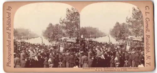 Stereo-Fotografie C. L. Cornell, Randolph /NY, Ansicht Washington D.C., Pennsylvania Avenue, looking from Capitol