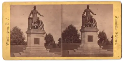 Stereo-Fotografie unbekannter Fotograf, Ansicht Washington D.C., Lincoln Emancipation Statue