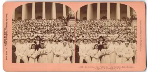 Stereo-Fotografie B. W. Kilburn, Littleton /NH, Ansicht Washington D.C., Capitol, Open Air Patriotic Song Service