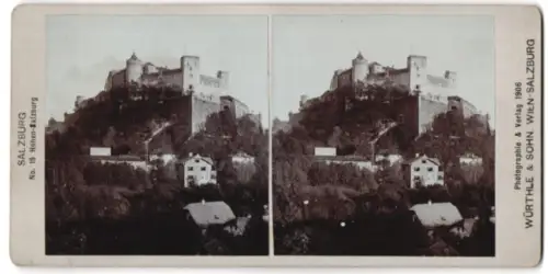 Stereo-Fotografie Würthle & Sohn, Salzburg, Ansicht Salzburg, Blick auf die Festung Hohensalzburg