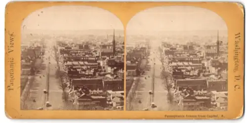 Stereo-Fotografie unbekannter Fotograf, Ansicht Washington D.C., Pennsylvania Avenue from Capitol