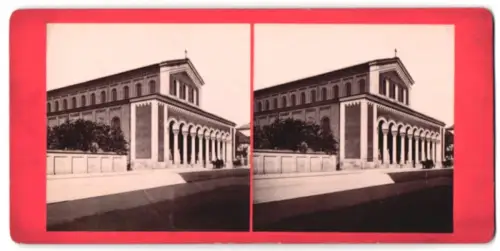 Stereo-Fotografie unbekannter Fotograf, Ansicht München, Die Bonifaciuskirche von Aussen