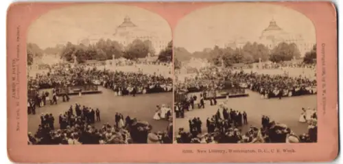 Stereo-Fotografie B. W. Kilburn, Littleton /NH, Ansicht Washington D.C., New Library