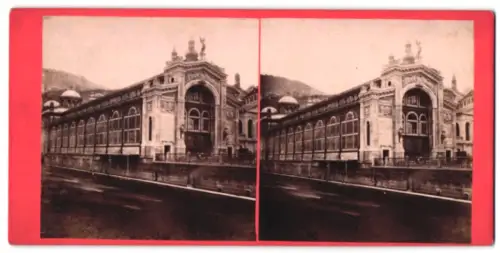 Stereo-Fotografie unbekannter Fotograf, Ansicht Karlsbad, Sprudel, Aussenansicht