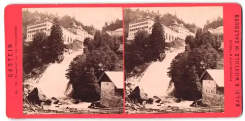 Stereo-Fotografie Baldi & Würthle, Salzburg, Ansicht Gastein, Wasserfall bei der Grabenmühle