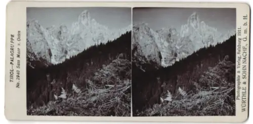 Stereo-Fotografie Würthle & Sohn Nachf., Salzburg, Ansicht Sass Maor /Tirol, Blick von Osten zum Gipfel