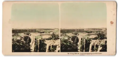 Stereo-Fotografie M. Rohmer, Leipzig, Weltkrieg 1914-15, Verbindungsgang zum Schützengraben