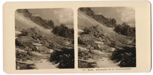 Stereo-Fotografie NPG, der Paternsattel bei der Dreizinnenhütte in Tirol