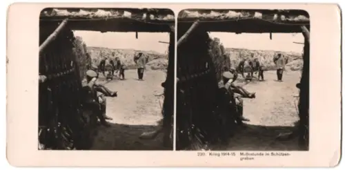 Stereo-Fotografie NPG, Berlin, Krieg 1914-15, Mussestunden im Schützengraben