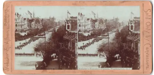 Stereo-Fotografie Webster & Albee, Rochester N.Y., Ansicht Washington D.C., Knight`s Templers Parade at 10th Street