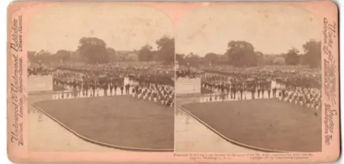 Stereo-Fotografie Underwood & Underwood, New York, President McKinley last journey at the Capitol, Beerdigung