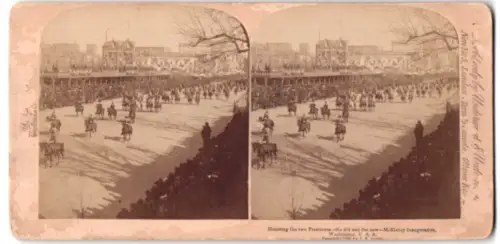 Stereo-Fotografie Underwood & Underwood, New York, Inauguration Parade for President McKinley