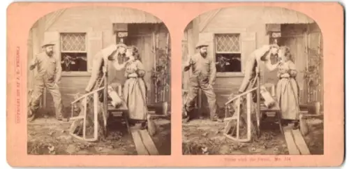 Stereo-Fotografie G. H. Aldrich & Co., Littleton / N.H., Bitter with the Sweet, Vater erwischt Junge und seine Tochter