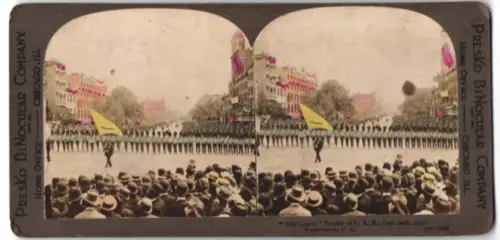 Stereo-Fotografie Presko Binocular Co., Chicago, Ansicht Washington D.C., Old Guard, Review of G.A.R., 1892