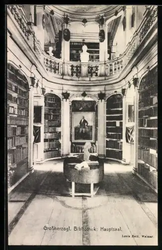 AK Weimar / Thüringen, Grossherzogliche Bibliothek, Hauptsaal, Innenansicht