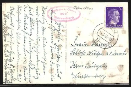 AK Bürserberg, Ortspartie mit Gasthaus zur Gemse im Schnee