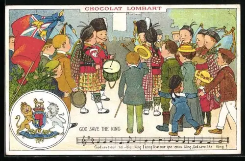 AK Chocolat Lombart Paris, God save the King, Britische Kinder