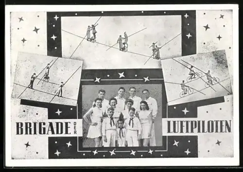 AK Brigade der Luftpiloten, Hochseilartisten mit Fahrrad, Zirkus