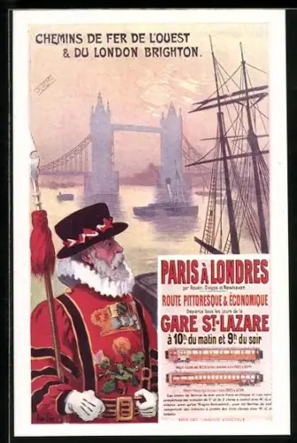 AK Chemins de Fer de l`Ouest & du London Brighton, Paris a Londres Route Pittoresque & Economique, Tourismus