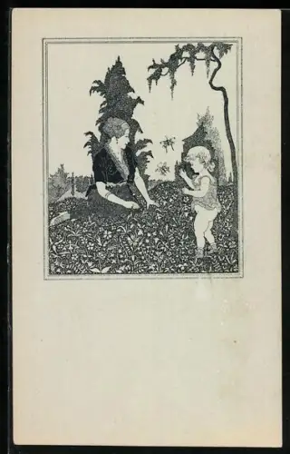 AK Illustrations-Probe aus  Die frohe Botschaft der Frau, Bibliothek