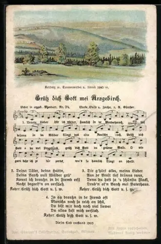 Lied-AK Anton Günther NR 24: Grüss dich Gott mei Arzgebirch