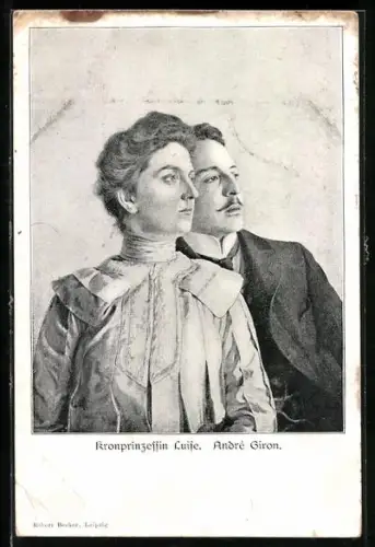 AK Kronprinzessin Luise von Sachsen und André Giron