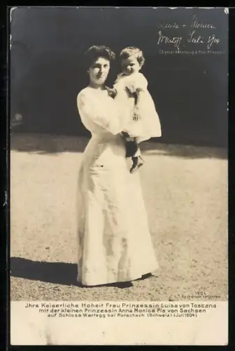 AK Prinzessin Luisa von Toscana mit Prinzessin Anna Monica Pia von Sachsen auf Schloss Wartegg