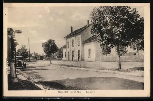AK Nomeny /M. et-M., La Gare, Bahnhof