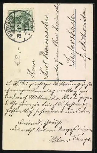 Foto-AK Photochemie Berlin Nr. 7253-1: Frau mit Blumenkranz und kleinem Strauss, Vergissmeinnicht