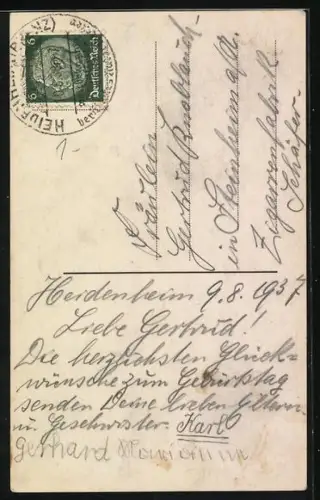 Foto-AK Photochemie Berlin Nr. 6700/1: Geburtstagsgrüsse, Mädchen mit Strauss lehnt auf Holzbank