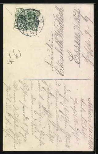 Foto-AK Photochemie Berlin Nr. 6976-4: Neujahrsgrüsse, Ehepaar in der Stube mit Sektgläsern