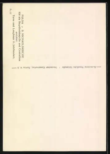 Foto-AK Deutscher Kunstverlag, Nr. Fu 17: Fulda, Ansicht der S. Michaesliskirche