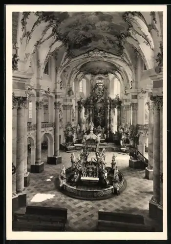 Foto-AK Deutscher Kunstverlag, Nr. 3a: Vierzehnheiligen, Wallfahrtskirche, Innenansicht nach Osten