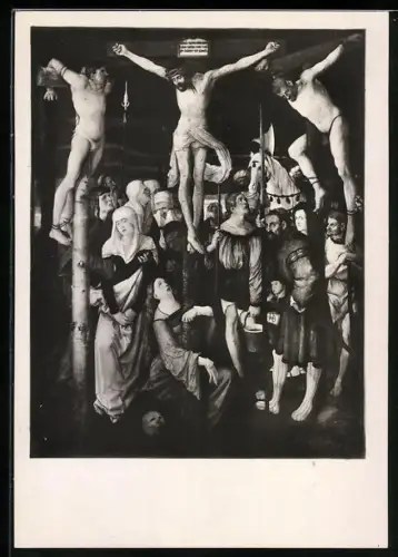 Foto-AK Deutscher Kunstverlag, Nr. 29: Freiburg im Br., Hochaltar im Münster mit der Kreuzigung