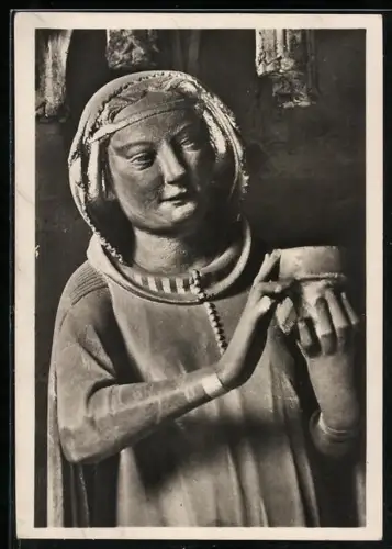 Foto-AK Deutscher Kunstverlag, Nr. Fg 14: Freiburg i. Br., Kleine Jungfrau in der Vorhalle im Münster zu Freiburg