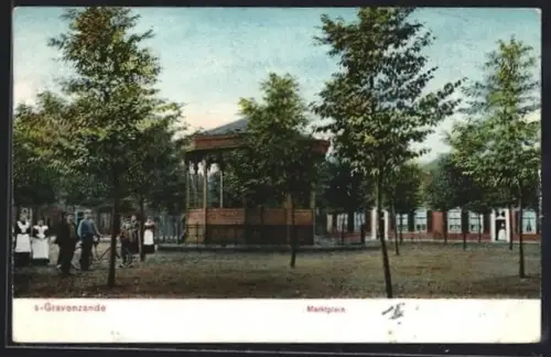 AK `s Gravenzande, Marktplein, Marktplatz mit Pavillon