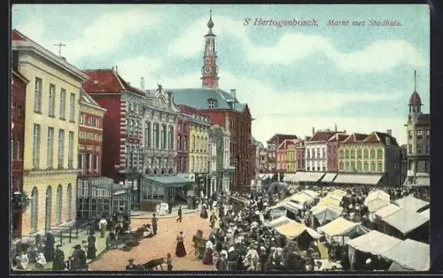 AK s` Hertogenbosch, Markt met Stadhuis
