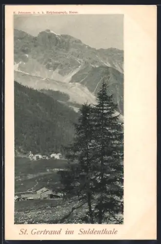 AK St. Gertraud im Suldenthale, Ortsansicht mit Umgebung