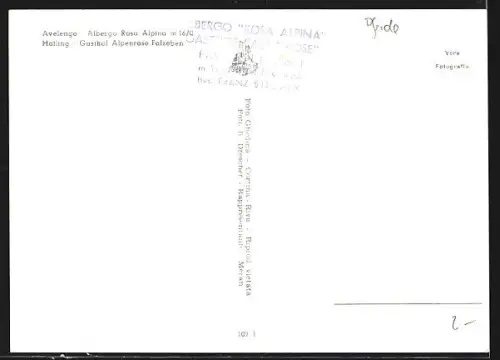 AK Avelengo, Albergo Rosa Alpina