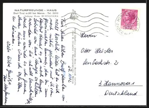 AK Dorf Tirol /Meran, Naturfreunde-Haus mit Sonnenterrassen