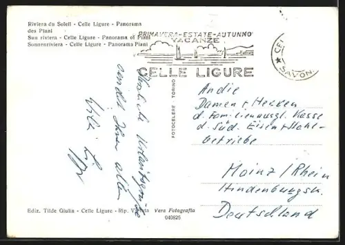 AK Celle Ligure /Riviera del Sole, Panorama Piani