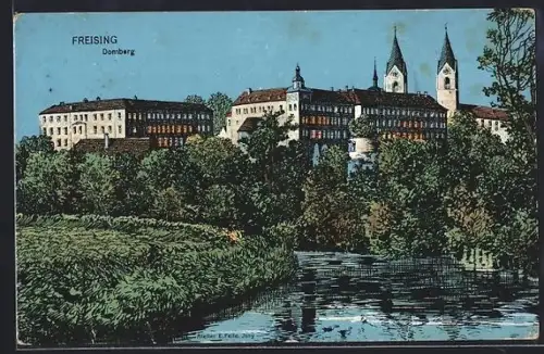 Künstler-AK Eugen Felle: Freising, Domberg mit Flusspartie