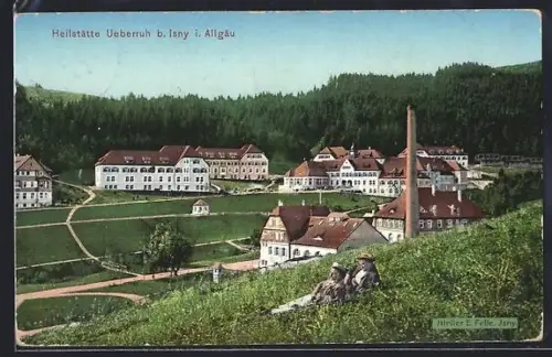 Künstler-AK Eugen Felle: Isny, Heilstätte Ueberruh mit Umgebung