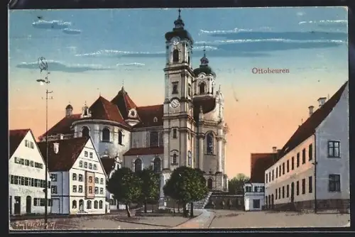 AK Ottobeuren, Ortspartie mit Kirche