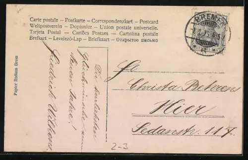 AK Mädchen wirft einen Brief in einen Briefkasten