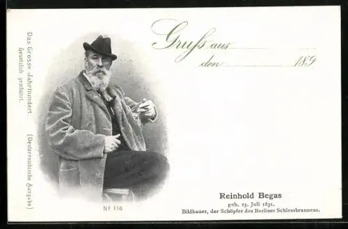 AK Bildhauer Reinhold Begas sitzend im Porträt