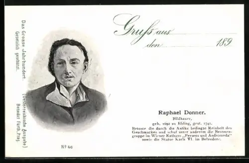 AK Bildhauer Raphael Donner im Porträt