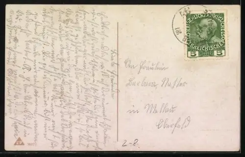 AK Verletzter Soldat schreibt einen Brief, Die Sonne sank im Westen