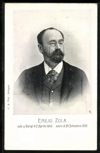 AK Emile Zola, Porträt mit Geburts- und Todestag